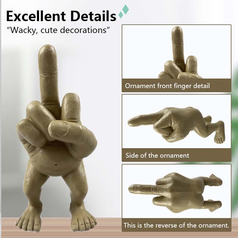 Figurine Doigt D'honneur Avec Jambes - Décoration Bureau Drôle - Sculpture 3D Résine - Cadeau Décalé