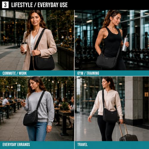 Image of Reebok Womens Crossbody Bag - Lightweight Stylish Nylon Quilted and Non-Quilted Everyday Crossbody Sling Bags for Women
