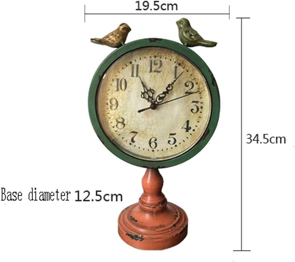 Desk Clock European Clock Mute Clock Simulation Quartz Clock Home Decoration Retro Wrought Iron Table Clock Ornaments Living Room Kitchen Desktop Clock