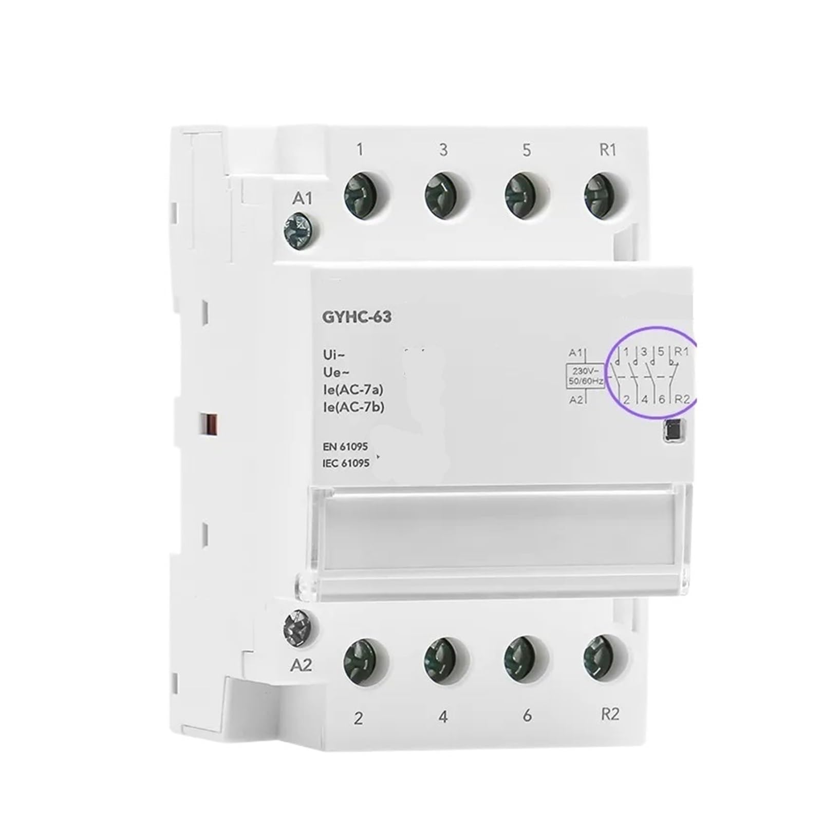 Contacteur 4P 63A 4NC modulaire pour circuit de chauffage et automatisme