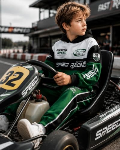 Image of Boy 2 Piece Outfits Long Sleeve Racing Hoodie Top and SweatPants Fall Winter Clothing Set Sizes 5-12 Years