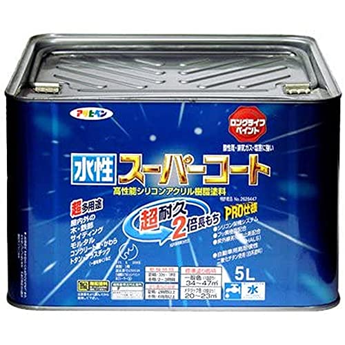 アサヒペン ペンキ 水性スーパーコート 水性多用途 白 5L