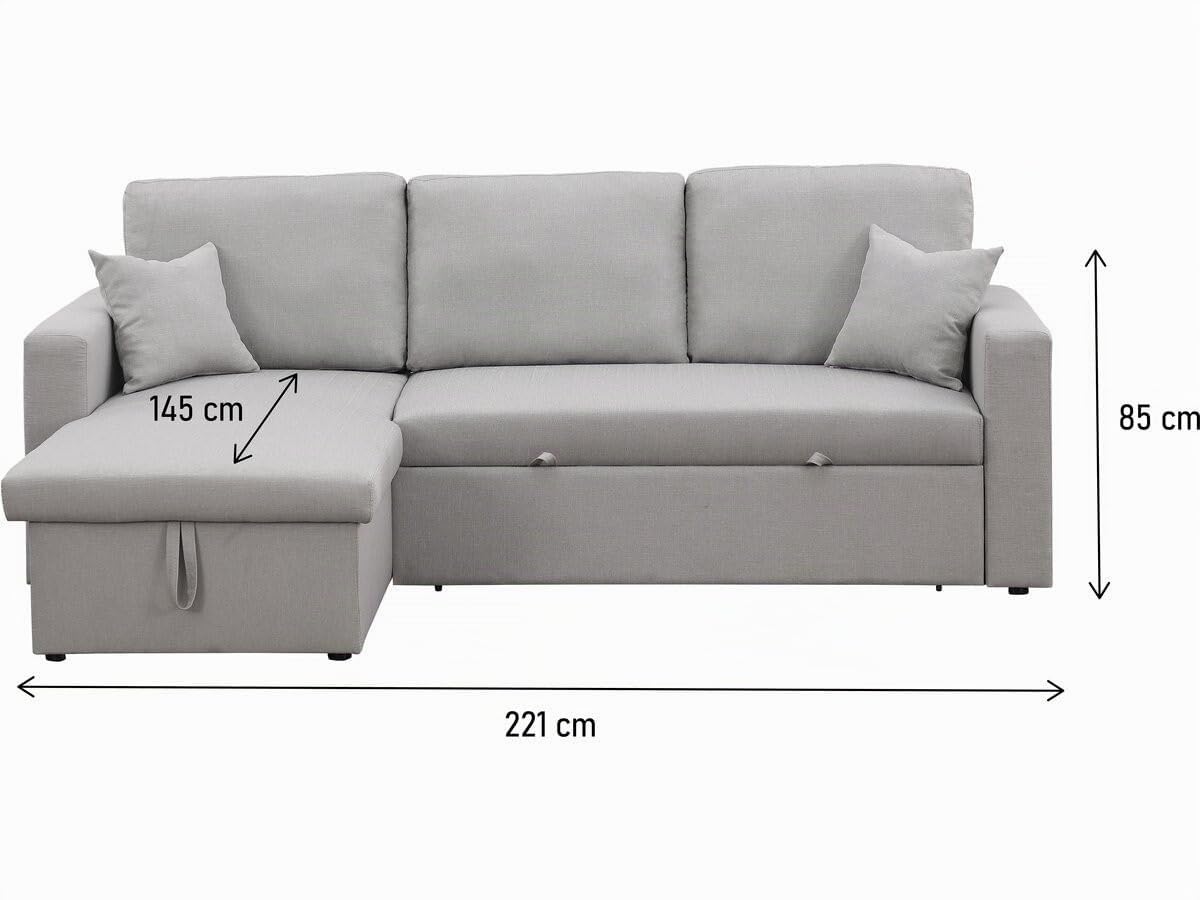Habitat et Jardin Canapé d'angle Convertible/réversible avec Coffre Alain - 3 Places - Gris Clair