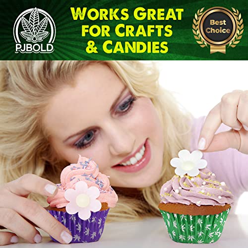 image for PJ Bold Green Foil Cupcake Liner with Marijuana Leaf Design