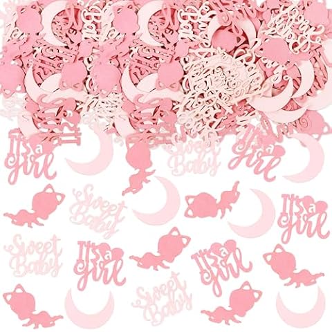 Cyodoos 100 Pieces Baby Shower Confetti - It's a Girl Sweet Baby Confetti Decorations Pink Girl Table Scatter Confetti, Sprinkles Decor Confetti for Baby Shower Gender Reveal Party Supplies Cover