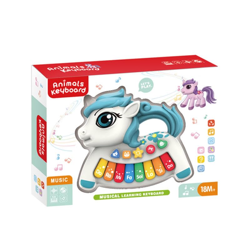 Image of Cable World Unicorn Keyboard Musical Toys with Flashing Lights - Animal Sounds Baby Music for Toddlers, Light Up Music Baby Toy for Kids Early Learning Educational Piano Keyboard