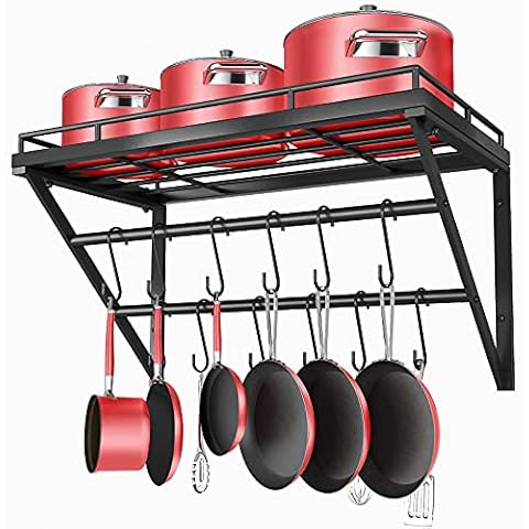 OROPY Topf-Rack, 3-Schicht Eisen Küchenregal Wandmontage Cover