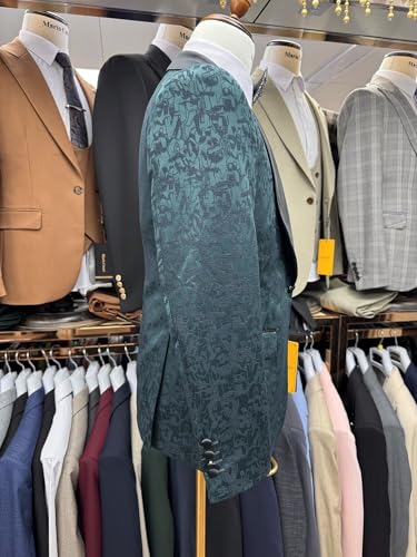 Men's 3 Piece Jacquard Suits Tuxedo 1 Button Shawl Lapel Party Dinner Wedding Suit with Jacket Vest Pants4