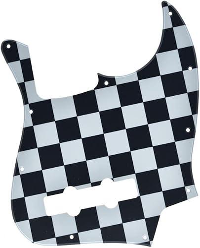 KAISH 4 String J Bass Style Pickguard Bass Pick Guard Scratch Plate para USAMéxico Jazz J Bass NegroBlanco Grid