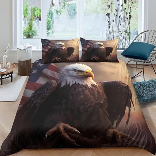 Parure de lit aigle 3D 260x230 cm avec 2 taies d'oreiller