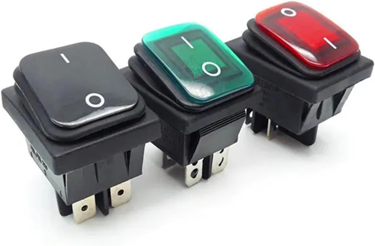 Power switch, Rocker Switch, Toggle DPDT T85 220V IP67 Auto Marine 4-Pin 6-Pin Latching Multicolor LED(Red Led,4PIN-LATCHING(LOCKING))