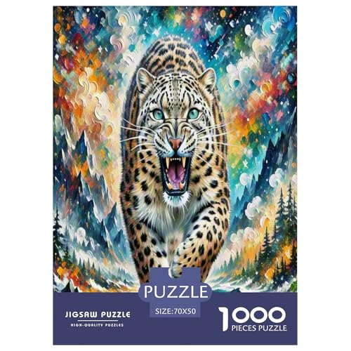 Rompecabezas de 1000 piezas imposible con diseño desafiante de leopardo de nieve de 70x50cm
