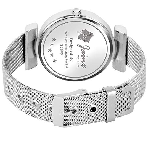 Image of jainx Silver Mesh Chain Analog Women Wrist Watch (Blue /Black /Silver /Pink /Green Color Dial)