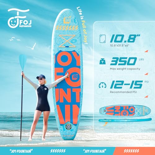 Image of Inflatable Paddle Board,10.8'x31.5 inchx6 inch Stand Up Paddle Boards,Premium SUP Board Paddle with Removable Fin, Floating Paddle, Hand Pump, Waterproof Bag for Adults & Youth