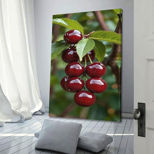 Affiche murale cerises sur branche moderne 40x60 suspension décorative - 3