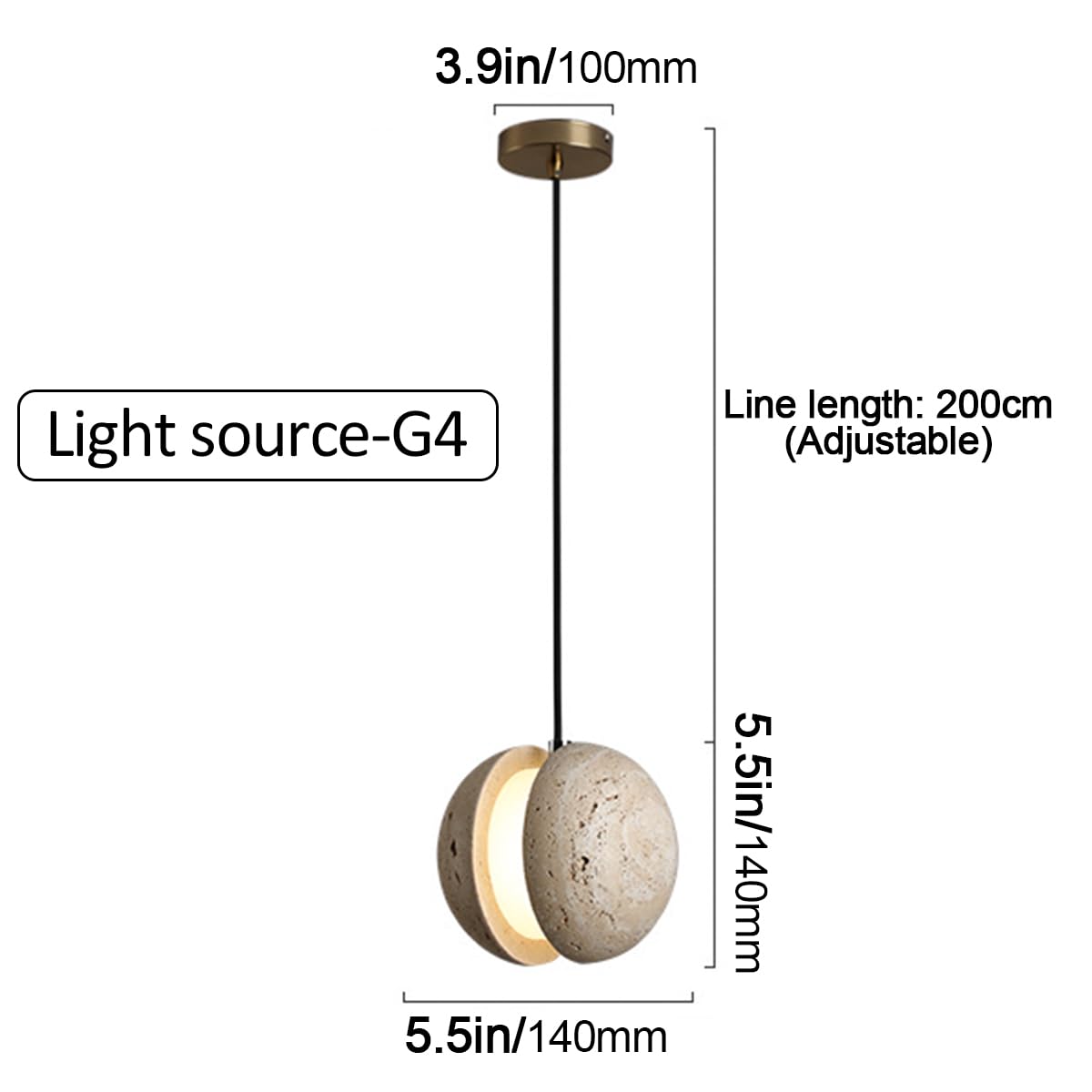 Lampadario sferico Natural Stshade, Mini Lampada retrò, Illuminazione da Comodino, Barra, soffitto, lampade a LED in Stile Giapponese Wabi-Sabi per Tavolo, Soggiorno, Camera da Let