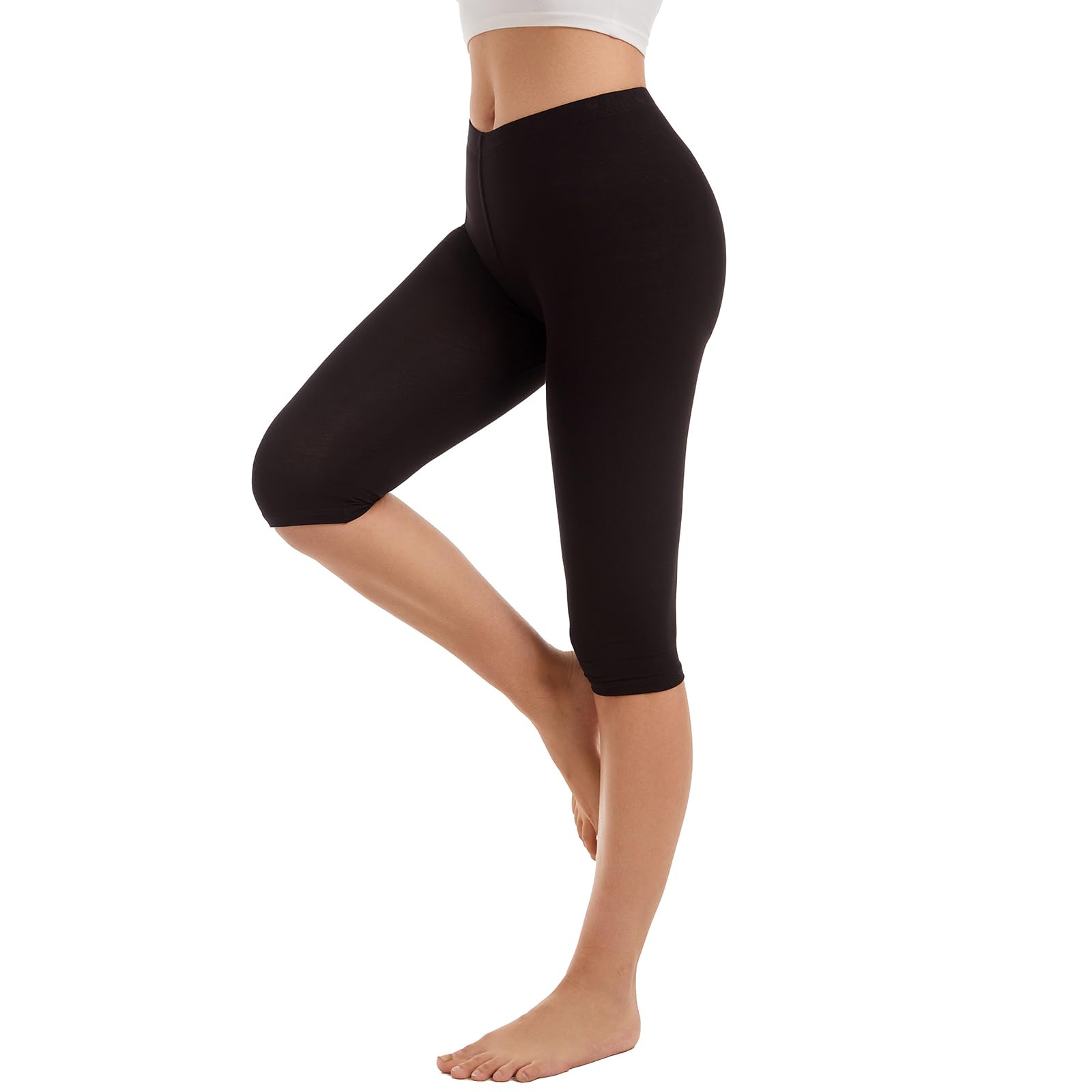 Vinconie Capri Legging Court Femme 3/4 Leggings Shorts sous Jupe Legging Short