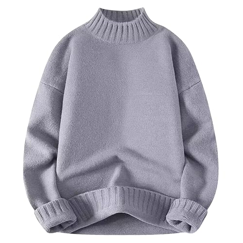 Mens Fall Winter Sweater Mock Neck Long Sleeve Thermal Knitted Pullover Fashion Soild Tops Baggy Knit Pullover Sweater2