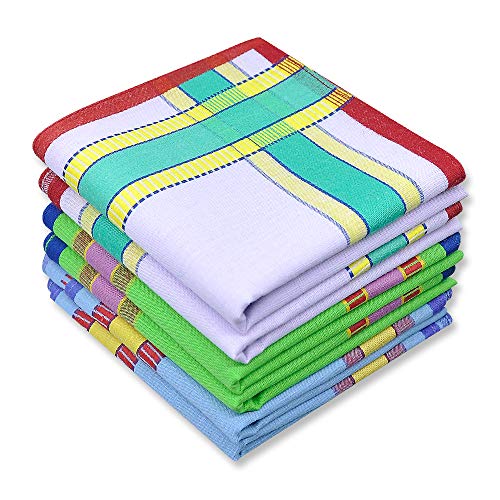 Men's Soft Cotton Handkerchiefs with Assorted Color 6 Piece Gift Set by Zenssia