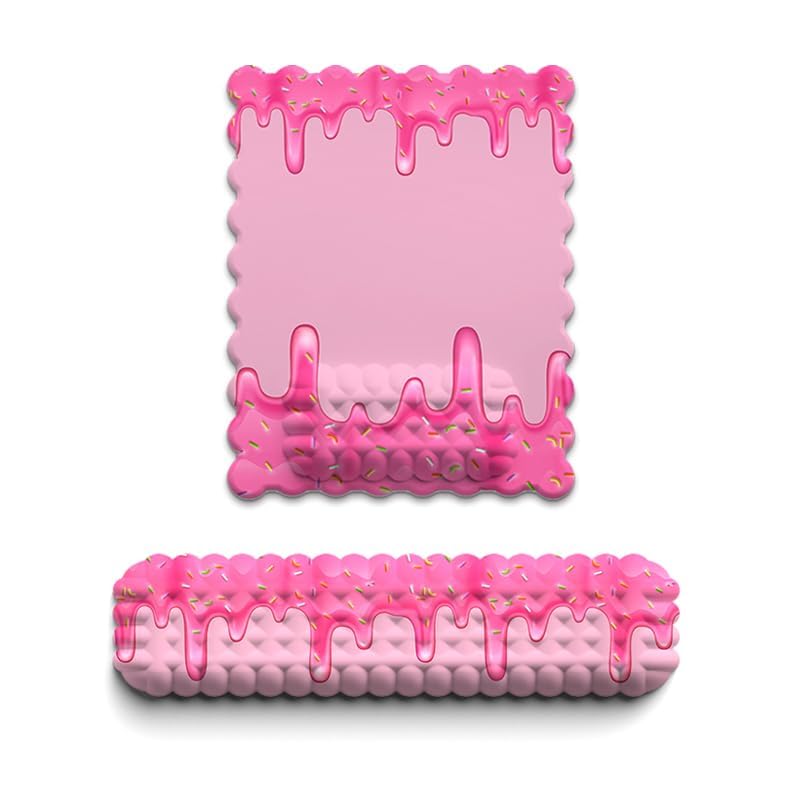 ABRALE Wrist Rest Keyboard-Keyboard Cloud Wrist R est Mouse, Desk Cl Oud Wrist Pad Slip Base for Typing Pain Relief, Non-Slip Base, Cloud Wrist Rest Suitable for Home, Office, Computer Pink Square