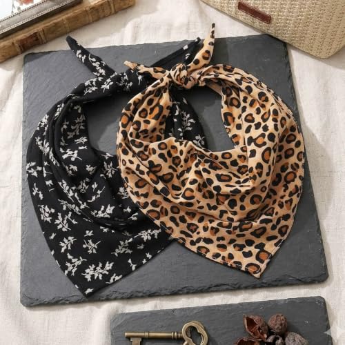 Image of DRESHOW Floral Crochet Hair Bandana Tie Knotted Headscarf Vintage Headband Knitted Head Kerchief for Women Girls
