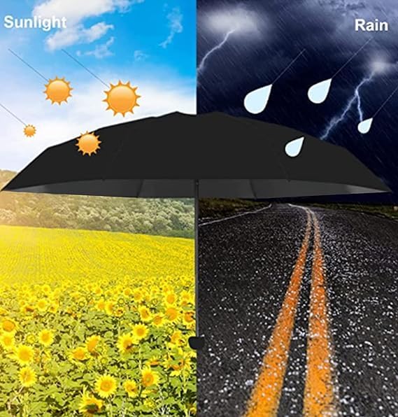 Image of Alexvyan Mini Umbrella with Case for Men & Women (Manual Open) Compact Travelling Umbrella, Polyester & UV Protection Fabric for Summer /Anti-Slip Handle- Use in Rain & Summer- 6 Frame