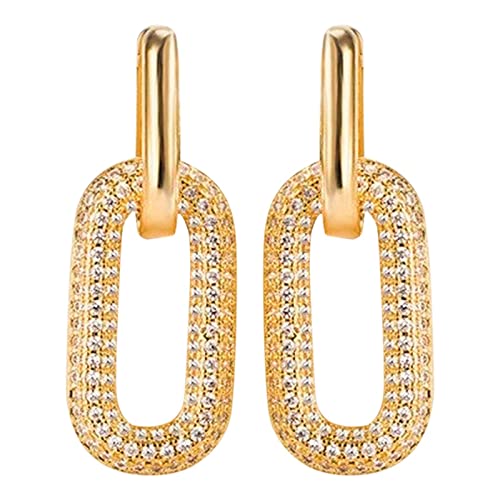 Valentine Jewelry For Women Earrings European And American High End Full Diamond Oval Earrings Resin (Pink-B, One Size) #TOP1