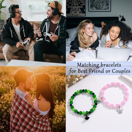 Image of Spider Friendship Bracelets Matching Bracelets for Couples Best Friends Bff, Matching Spider Kitty Bracelet Halloween Christmas Birthday Jewelry Gifts for Women Teen Girls Bestie Gf Bf