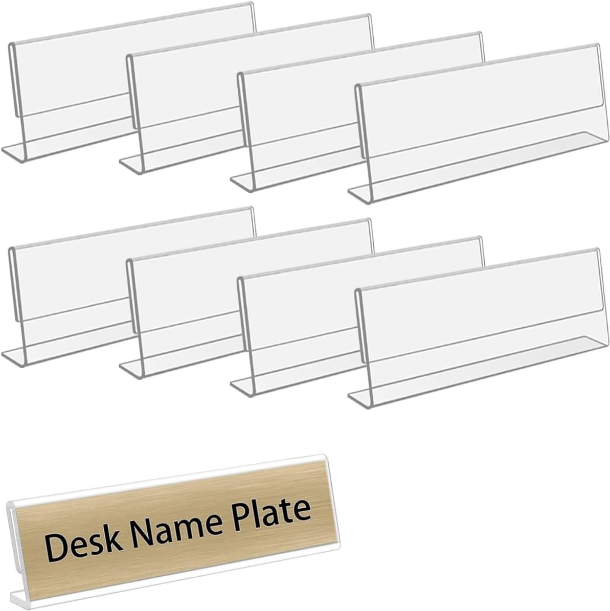 Parikshit Sublimation acrylic name plate holder for office wall table door desk clear name plate stand sign holder organizor (8 X 3 INCH - PACK OF 8, Table Top)