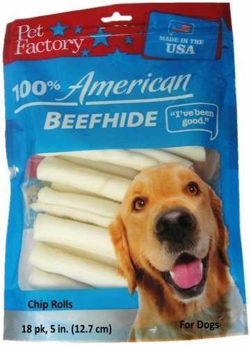 Pet Factory U.S.A. Beef Hide Chip Rolls Chews for Dogs (36 Pack), Small/5 in.