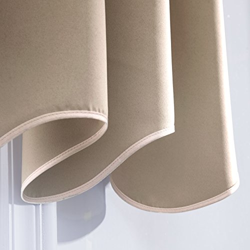 Aquazolax Window Treatments Grommets Top Blackout Scalloped Valance Solid Decorative Scalloped Curtain Valance, 52Inch By 18Inch, Taupe/Khaki, 1 Piece #TOP3