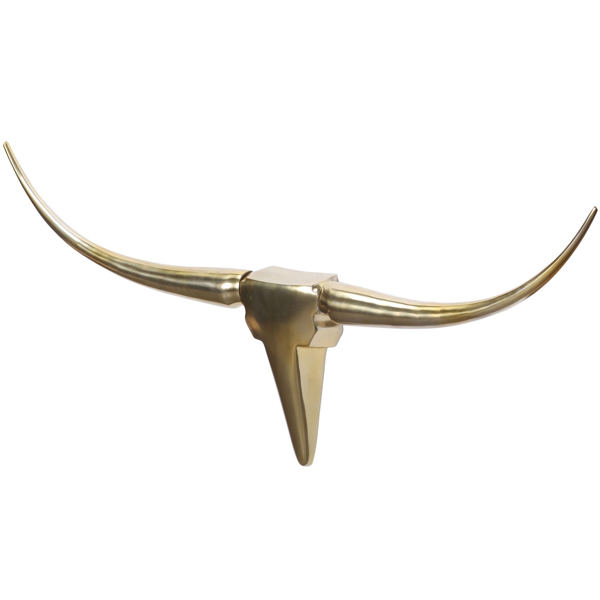 FineBuy Deko Geweih 100 cm Aluminium Gold, Wanddekoration Stierkopf