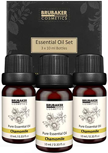 BRUBAKER Cosmetics Set de 3 Aceite de Manzanilla - Calma, Armonía - Aceites esenciales Set de Regalo de Aromaterapia 3 x 10 ml Aceite de Manzanilla Natural y Vegano