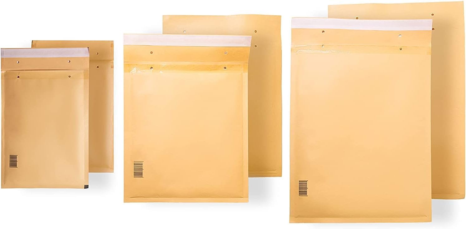 Enveloppes rembourrées en papier bulle en polyéthylène, couleur marron, sacs d’expédition pouvant contenir des documents - Ofituria (200 V2 enveloppes, 300 x 420 mm)