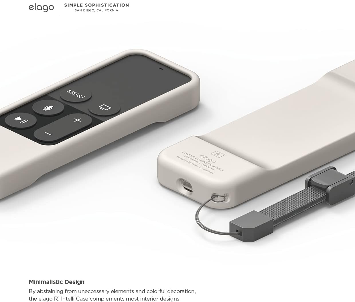 elago R1 Intelli Case [Solid White]-[Magnet Technology][Anti-Slip][Lanyard Included][Heavy Shock Absorption] Compatible with Apple TV Siri Remote 1st Generation