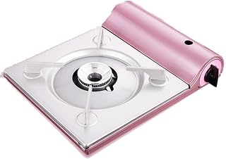 Portable Butane Gas Stove, Outdoor Cassette Stove, Gas Fondue Grill Field Stove For Camping, Picnics, Hiking, Barbecue(Pink)