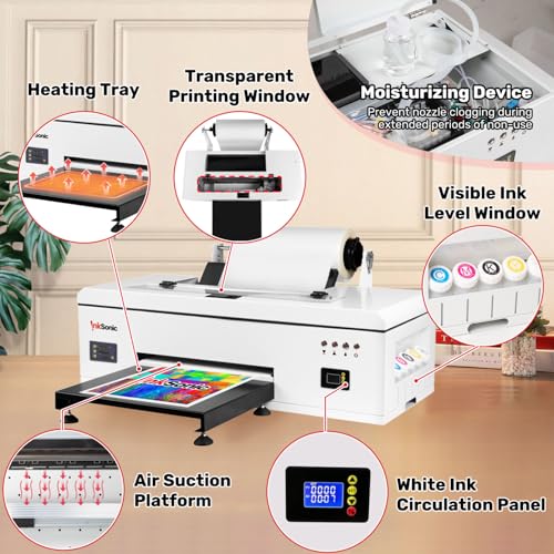 InkSonic L1800 DTF Printer Bundle, A3 DTF T-Shirt Transfer Machine with DTF Laptop, Direct to Film, White Ink Circulation System & Auto Clean, Built-in Heating, Custom Garment Printing, E13 - Image 5