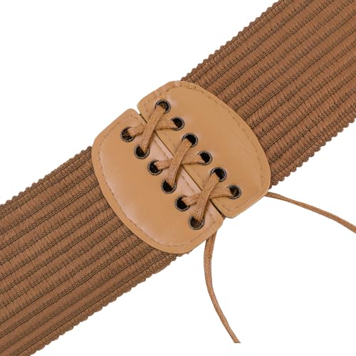 Women's Lace-up Tied Stretchy Corset Belts, Vintage Elegant Elastic Cinch Waistband for Costume Dress Coat3