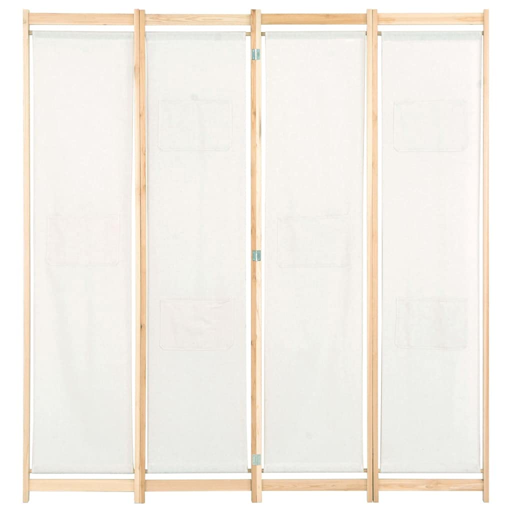 vidaXL Biombo Divisor de 4 Paneles de Tela Decoración Hogar Casa Jardín Bricolaje Salón Comedor Ambientes Habitaciones Separador 160x170x4 cm Crema