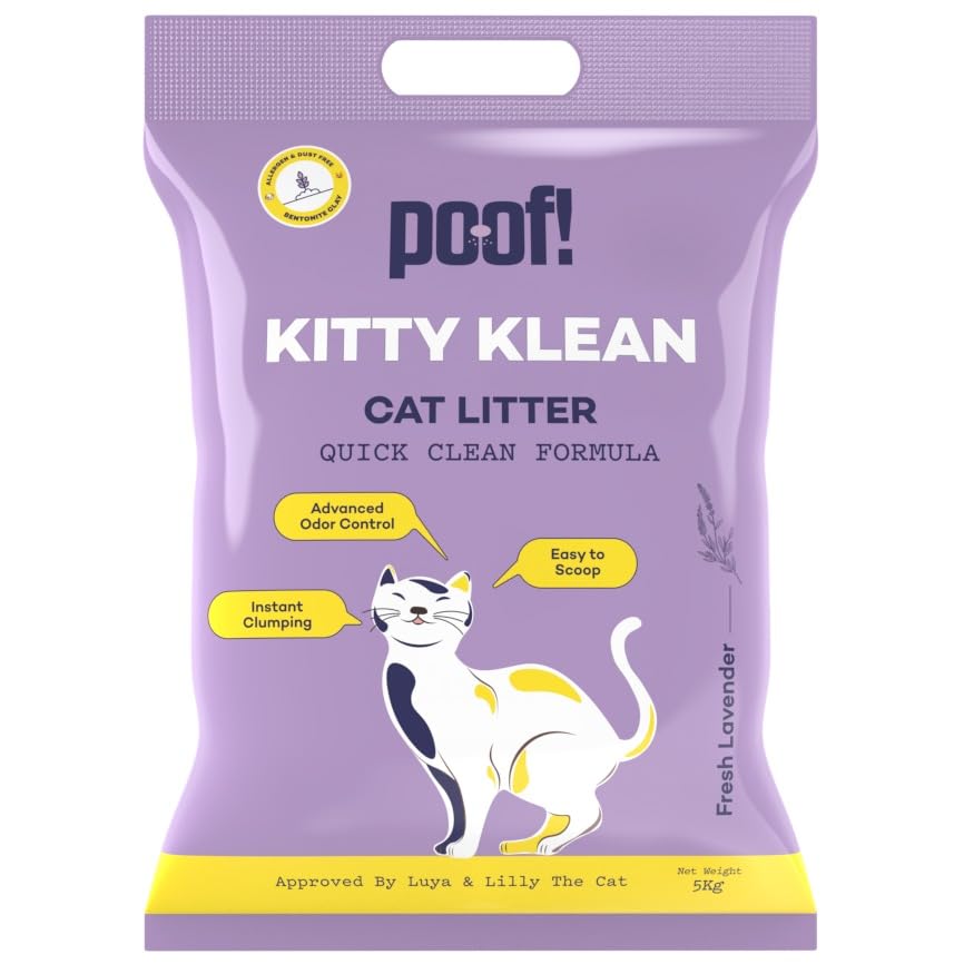 Image of Poof! Kitty Klean Cat Litter, Quick Clean Formula, Fresh Lavender, Instant Clumping, Advanced Odor Control, Easy to Scoop, 5kg