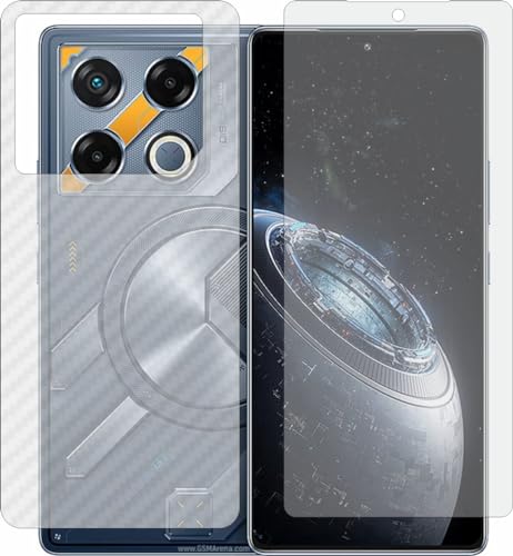 Image of Matte Screen Guard & Carbon Fiber Back Skin Combo, Flexible Fiber Material Not Glass, Front & Back Impossible Screen Guards for Infinix GT 20 Pro X6871