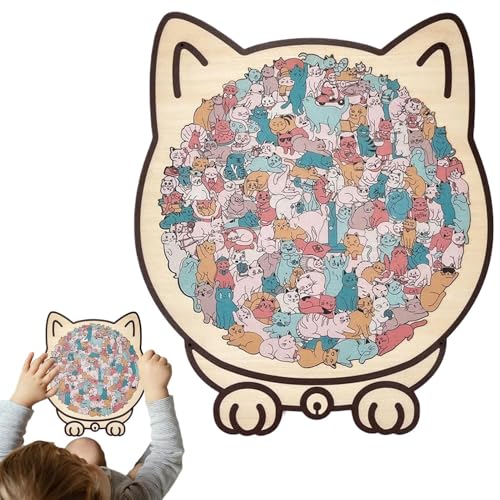 Cat Puzzle - 135-Piece Educational Wooden Jigsaw Maze Board Game for Kids and Toddlers, Fun Interactive Learning Toy for Boys an