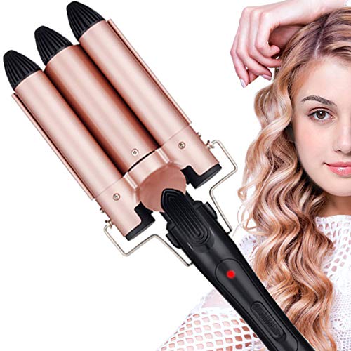Hair Curler, 3 Barrel Hair Waver Curling Iron Wand, 25mm Curling Tongs Crimping Bubble Styling Tool Tourmaline Ceramic for Long Hair