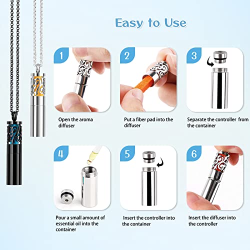 Maromalife Essential Oil Diffuser Necklaces For Women, 2Pcs Aromatherapy Necklaces Stainless Steel Diffuser Locket Pendant Cylinder With 20 Felt Pads, Aroma Necklaces Gift Set For Mothers Day #TOP5