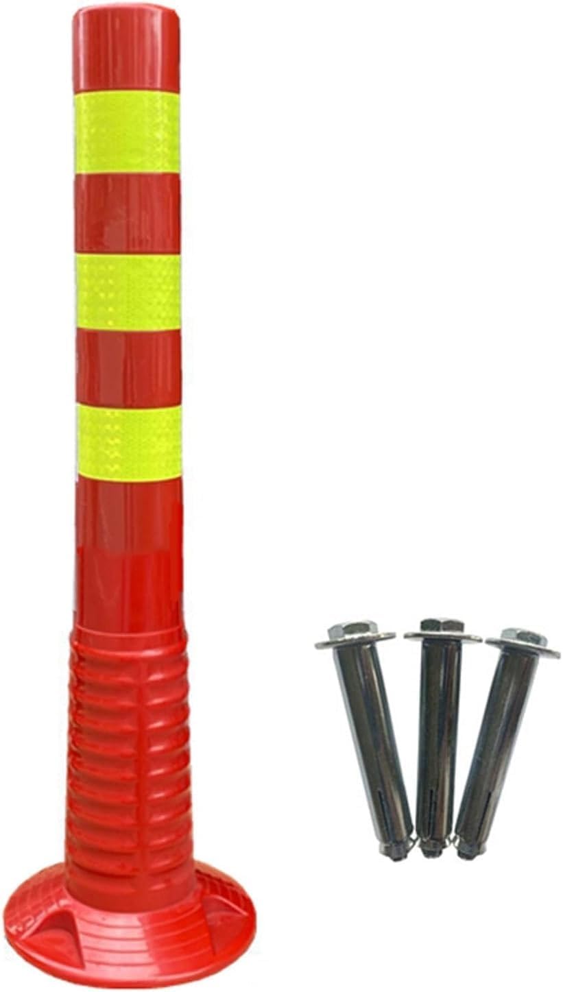 Safety Cones,75cm PU Fixed Traffic Post | Warning Post with Reflective Collars | Security Bolt Bollards | Warning Barrier Parking Bollards for Driveway | -Collision Car Parking Bollard Cone