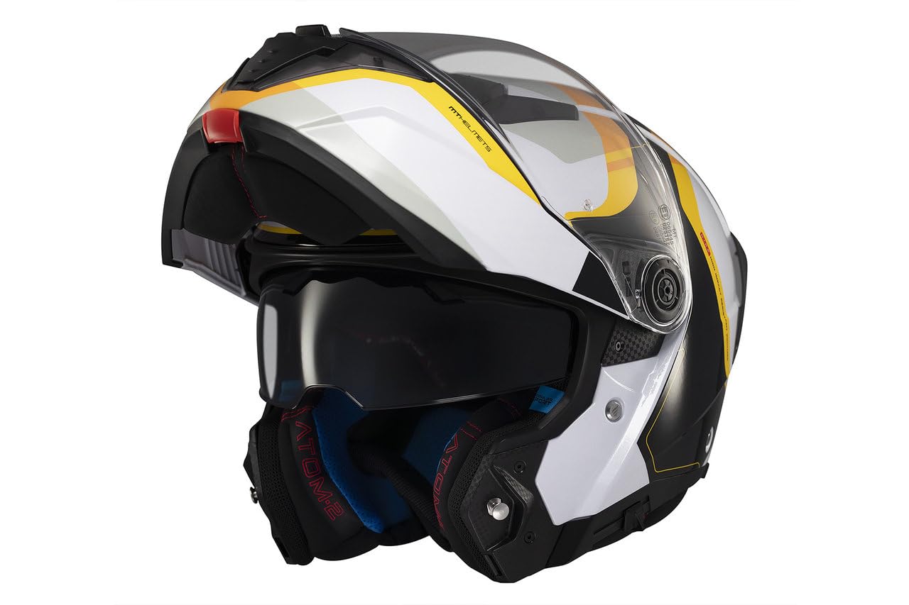 MT Helmets Atom 2 SV, Casco moto Modular Flip-Up, Visor Solar Retráctil, Interior Lavable, Preparado Intercomunicador UCS, Bloqueo frontal, Visor con posición Ventilación, Homologado ECE 22.06 & DOT