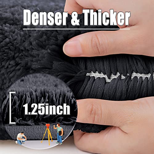 ROLIZOE Ultra Thick Bath Rug for Bathroom Non Slip Bath Mat Highly Absorbent Bathroom Rug Mat Super Soft Bedside Rug Carpet Microfiber Floor Mat 40 x 60cm, Black - Image 4