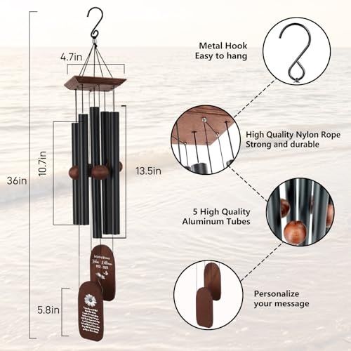 Image of ASTARIN Personalized Sympathy Gifts for Loss of Loved One, Custom Memorial Wind Chimes, Wind Chimes for Loss of Loved Mom Dad Nana Papa Friend Sister, Bereavement Funeral Condolences Gift