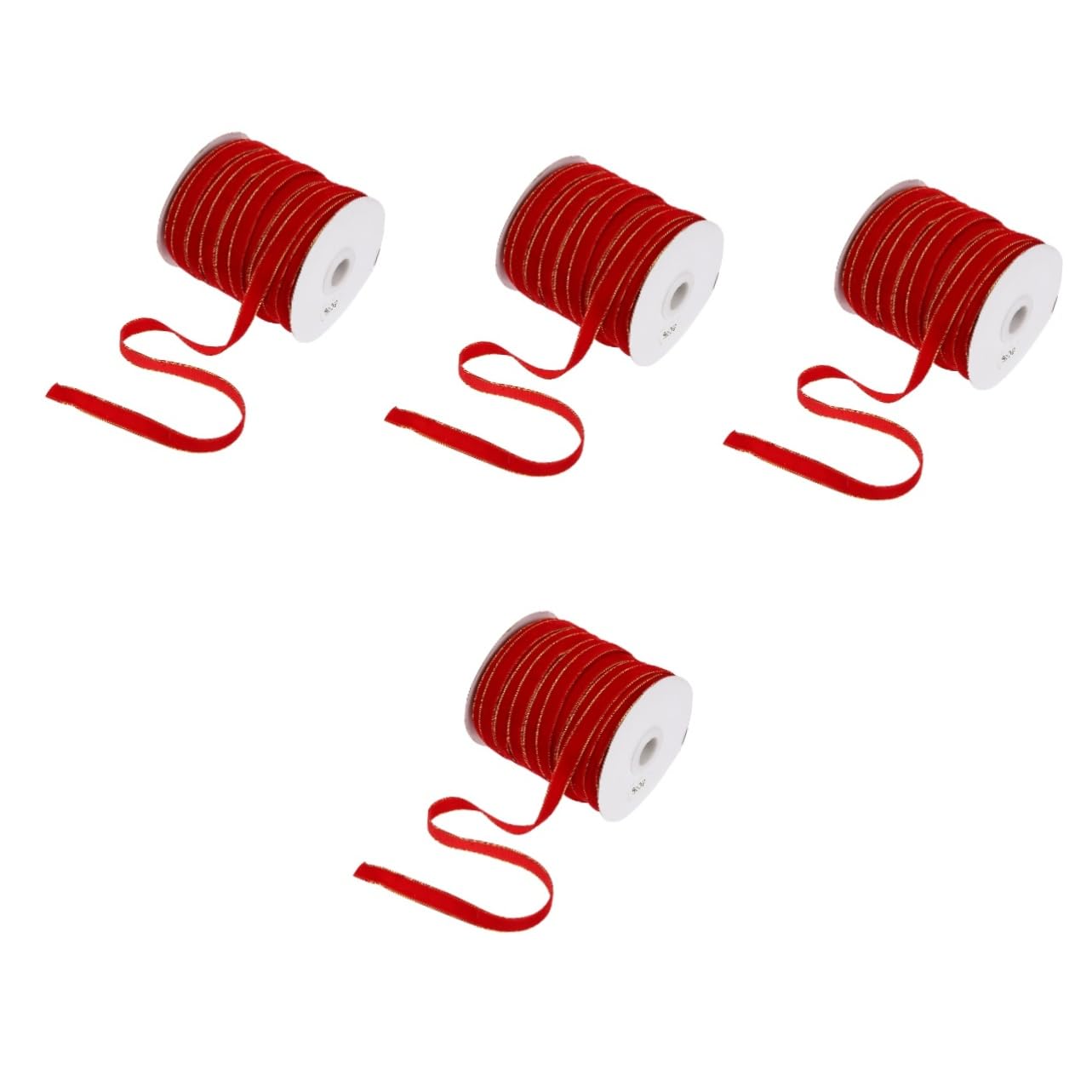 VILLCASE 4 Rollen Samtgürtel seidenband ribbon weihnachtsgeschenke für stoffbänder tannenbaum fertig geschmückt Geschenkband weihnachtsbanddekoration Weihnachtsbogenband rotes Velourband
