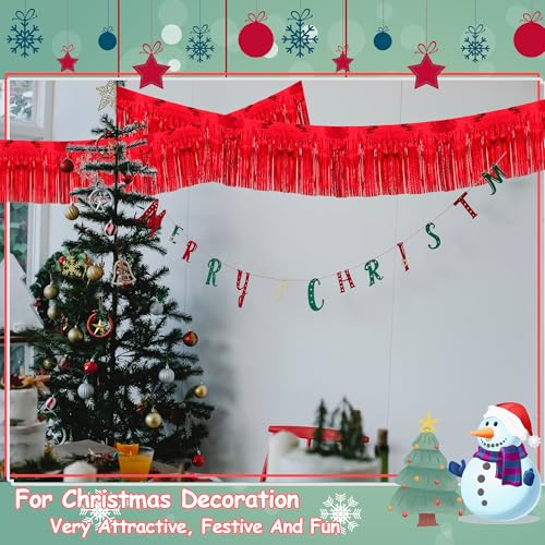 Image of 4 Pack 10 Feet Glitter Red Parade Float Decorations for Trailer Car, Glitter Foil Fringe Metallic Tinsel Streamers Banner Garland for Graduation Weeding Homecoming Birthday Party (Glitter- Red)